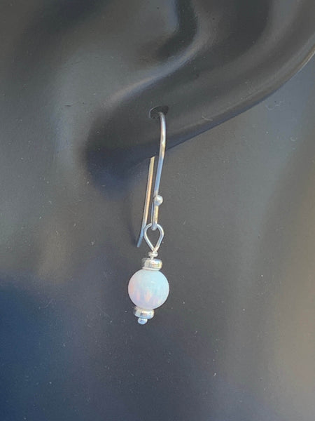 white opal sterling silver dangle earrings