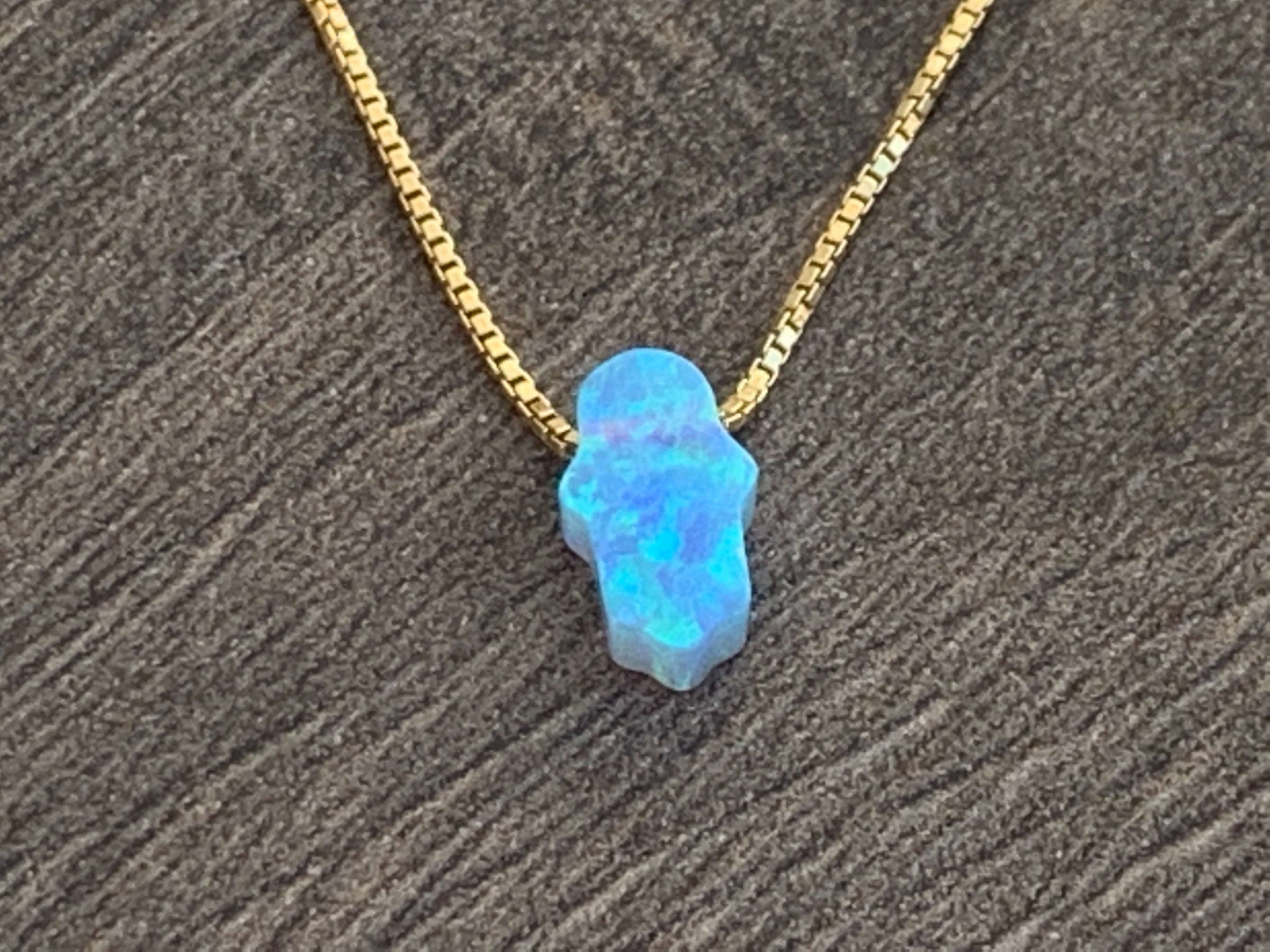 14kt Gold Filled Light Blue Hamsa Necklace