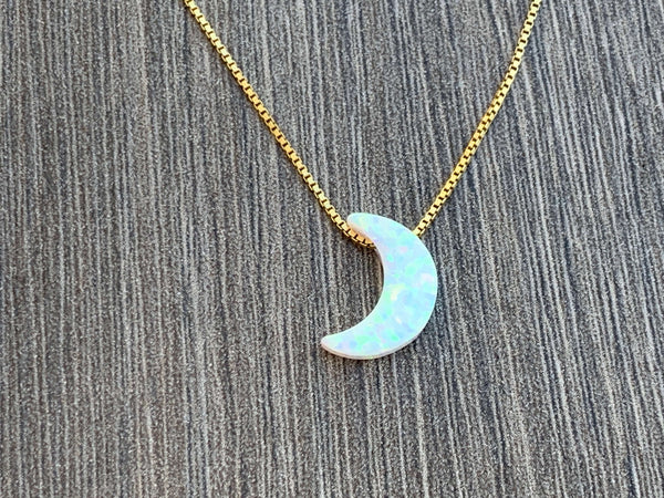 Opal Moon Sterling Silver or 14kt Gold Filled Necklace