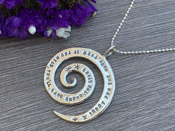 Shoot for the moon, even if you miss , you'll land among the stars -Sterling Silver Necklace