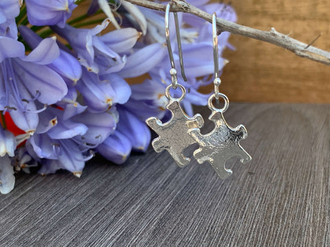 Sterling Silver Puzzle Charm Earrings 