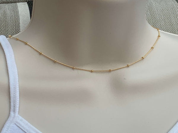 14kt Gold Filled Delicate Choker Necklace - Satellite Chain