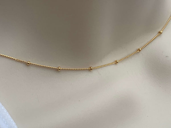 14kt Gold Filled Delicate Choker Necklace - Satellite Chain