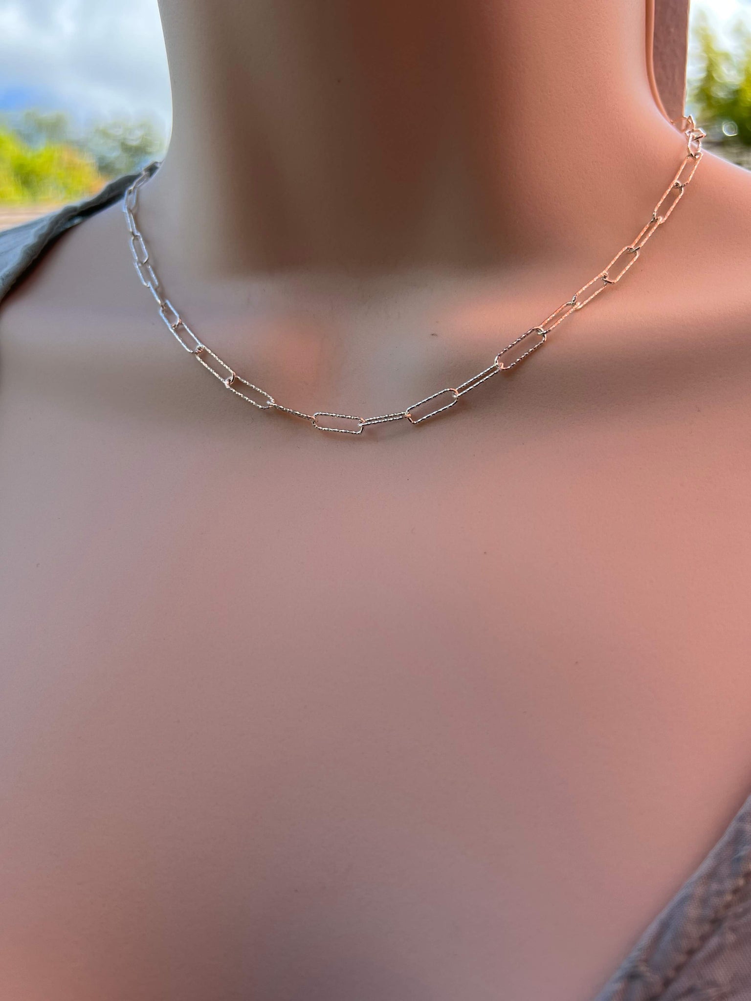 Sterling Silver Paperclip Necklace - 2 designs in 1 chain