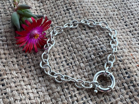 Sterling Silver Chunky Style Bracelet with Bolt Clasp