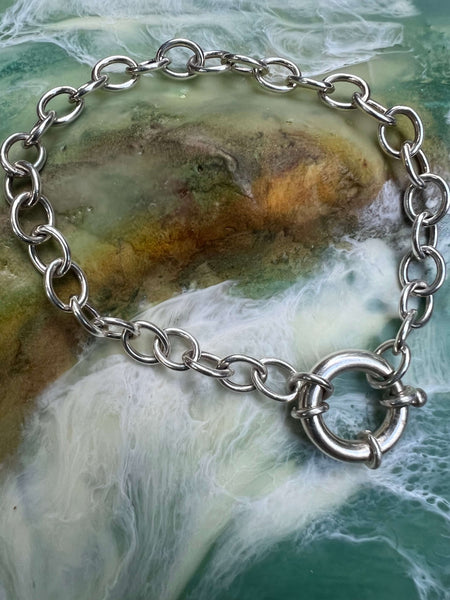 Sterling Silver Chunky Style Bracelet with Bolt Clasp