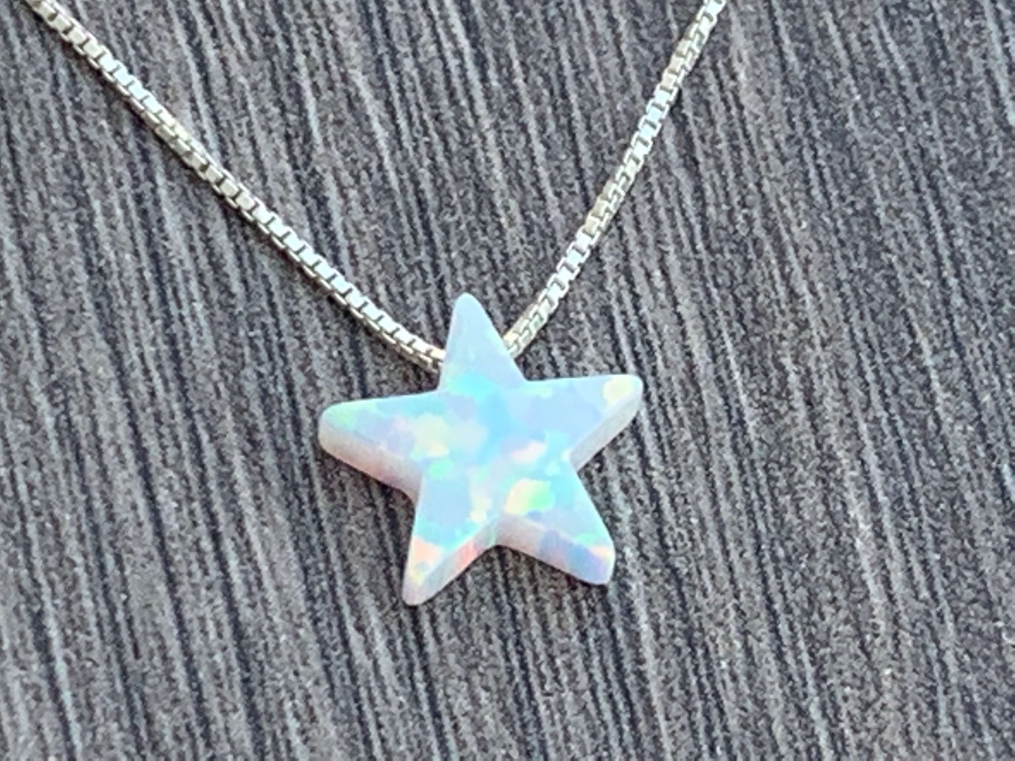 Opal Star Charm Sterling Silver or 14kt Gold Filled Necklace