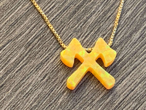 Kick Axe Opal Charm on Sterling Silver or 14kt Gold Filled Necklace