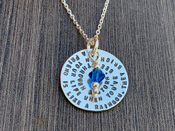 Sterling Silver Friendship Necklace with Birthstone