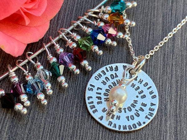 Friendship Sterling Silver Necklace with Birthstone