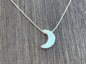 Opal Moon Sterling Silver or 14kt Gold Filled Necklace