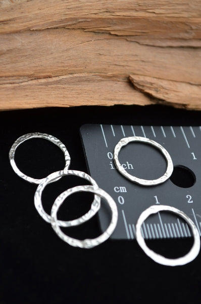 Sterling Silver 18mm Hammered Flat Closed Jump Ring