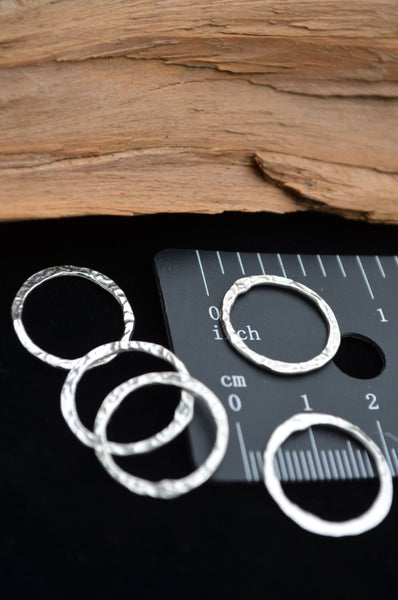 Sterling Silver 18mm Hammered Flat Closed Jump Ring