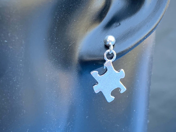 Sterling Silver Puzzle Charm Earrings