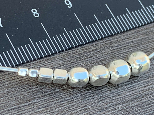 Sterling Silver  Square Faceted Beads