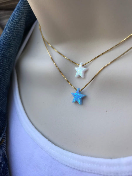 opal star gold necklace